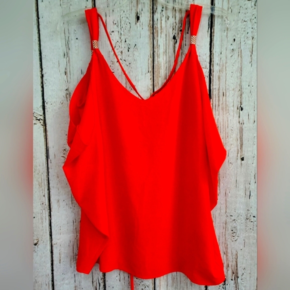 Women's Small Akira Chicago Bright Orange Flowy Summer Blouse Shirt Tank Top EUC - Picture 1 of 4